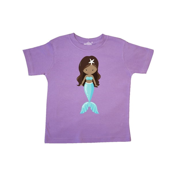Blue Tail Toddler T-Shirt Brown Hair inktastic African American Mermaid 